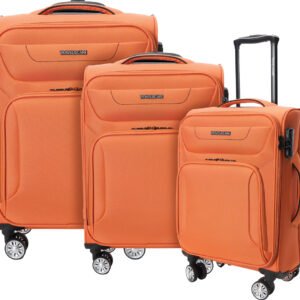 שלישיית מזוודות בצבע כתום (20,24,28) יוקרתיות TRAVEL & CARE