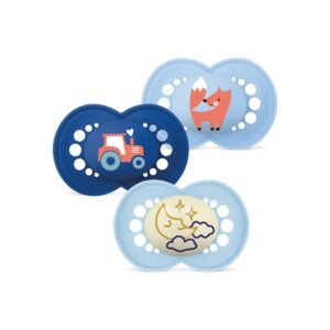 מאמ אוריגינל חדש שלישיית מוצצים סיליקון יום ולילה +6תכלת כחול
